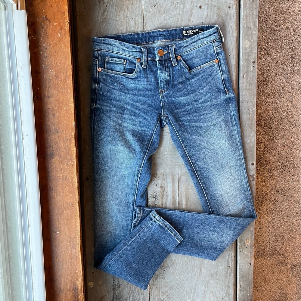 Blank NYC Blue Skinny Jeans with Distressed Details